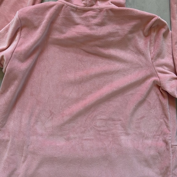 Lands End  Hoodie Velour  pink blush pull over  long sleeves  pockets NWOT Sz. M - Picture 10 of 13